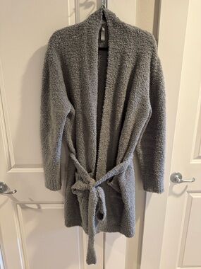 SKIMS Plush Open-Front Cozy Robe — Gray